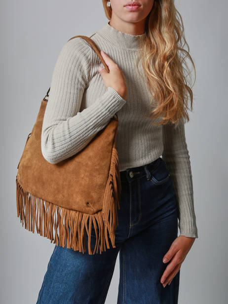 Cross Body Tas Velvet Leder Milano Bruin velvet VE241117 ander zicht 1