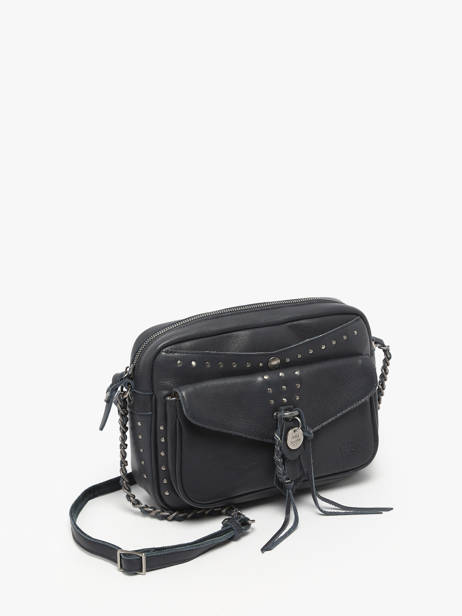 Cross Body Tas Vintage Leder Mila louise Blauw vintage 3327CL ander zicht 2