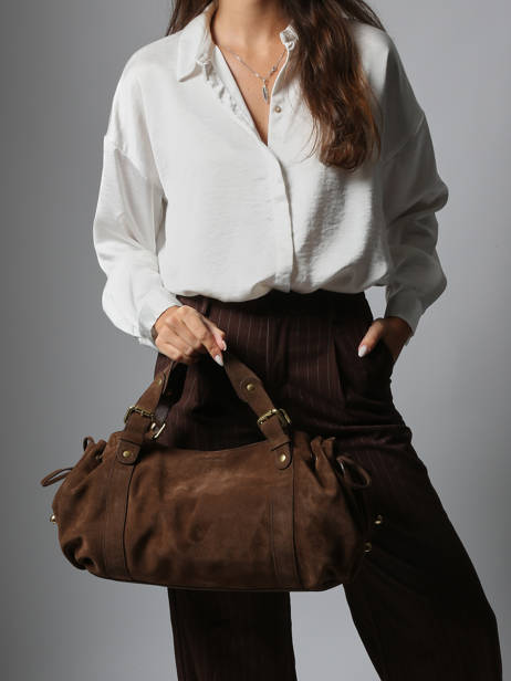 Schoudertas Folk Leder Gerard darel Bruin folk DCS01407 ander zicht 1