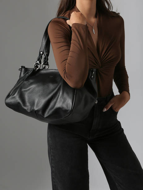 Schoudertas Vintage Leder Mila louise Zwart vintage 3826C ander zicht 1