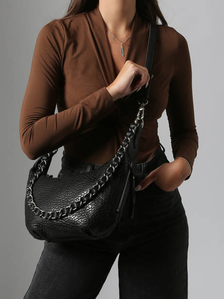 Cross Body Tas Vintage Leder Mila louise Zwart vintage 3485E ander zicht 1