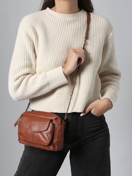 Cross Body Tas Naina Leder Pieces Bruin naina 17063358 ander zicht 1
