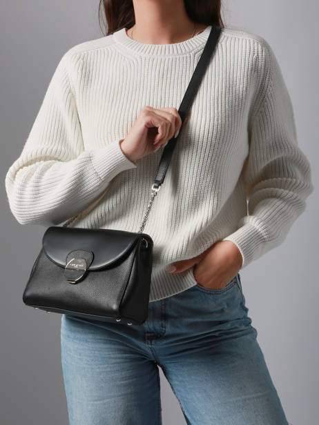 Cross Body Tas Foulonné Pia Leder Lancaster Zwart pia 60 ander zicht 1
