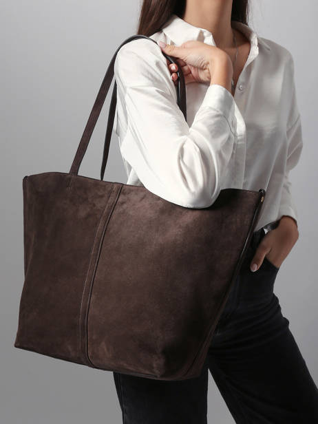 Schoudertas Cabas Leder Vanessa bruno Bruin cabas 29V40873 ander zicht 1