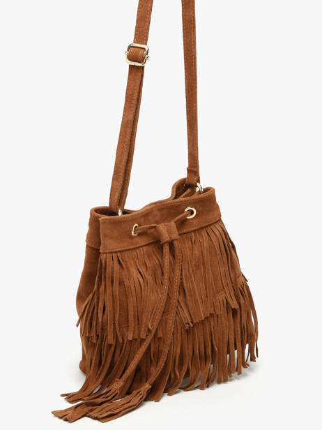 Cross Body Tas Velvet Leder Milano Bruin velvet VE24116O ander zicht 2