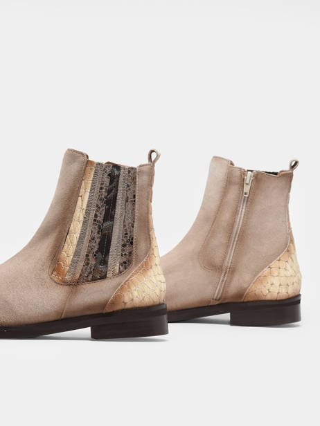 Enkellaarsjes Uit Leder Folie's Beige women 5501 ander zicht 1