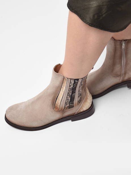 Enkellaarsjes Uit Leder Folie's Beige women 5501 ander zicht 2