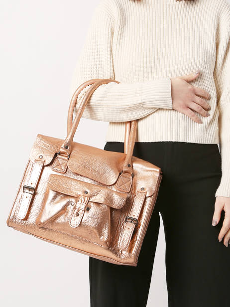 Shoppingtas Vintage Leder Paul marius Goud vintage M ander zicht 1