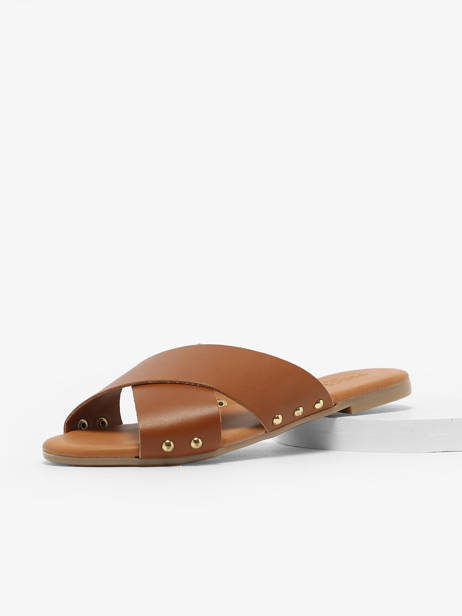 Slippers Uit Leder Pieces Bruin women 17136358 ander zicht 1